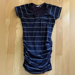 Sundry navy ruched t shirt dress with white stripes size 1/S